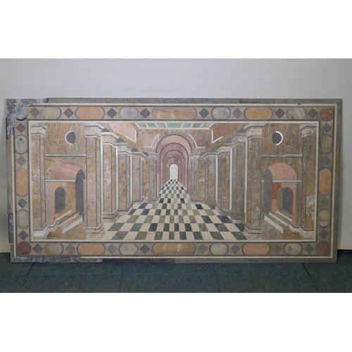 1012 - A specimen inlaid marble trompe l'oeil table top, AF, 184 x 92cm