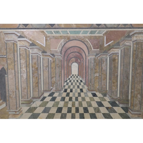 1012 - A specimen inlaid marble trompe l'oeil table top, AF, 184 x 92cm