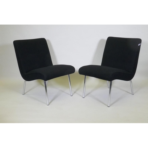 1018 - A pair of Walter Knoll Classic Edition chairs, raised on chromed supports