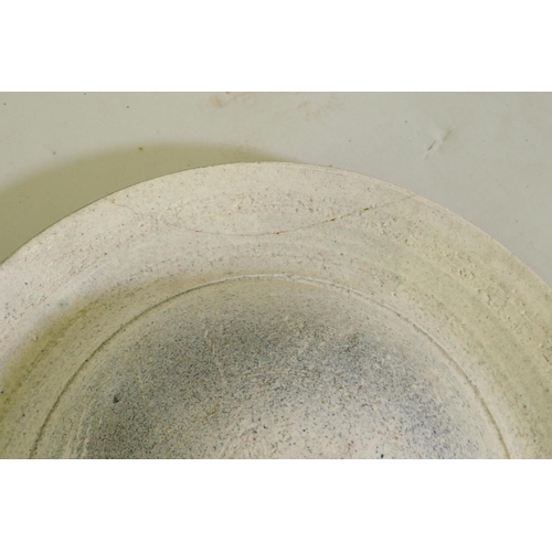103 - A slip glazed Horezu pottery dish, impressed G.H. Lorga, a Moray Miller studio pottery bowl with Art... 