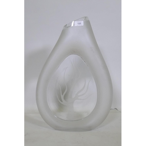 105 - An etched glass vase, 52cm high