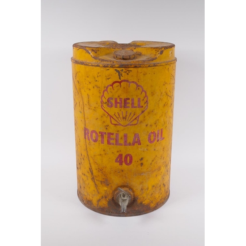 106 - A vintage Shell Rotella Oil 40 1 gallon can, 44cm high x 28cm diameter