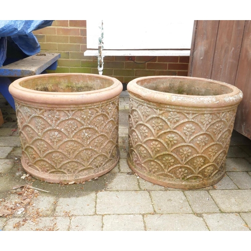 1099 - A pair of antique terracotta garden pots, 40cm high x 50cm diameter