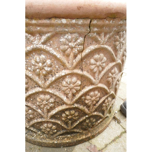 1099 - A pair of antique terracotta garden pots, 40cm high x 50cm diameter