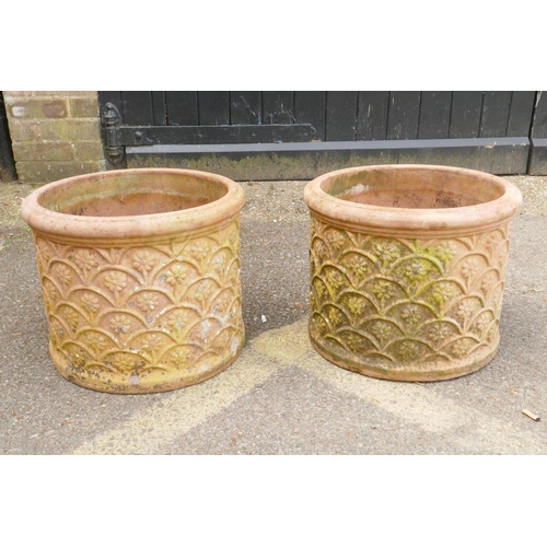 1100 - A pair of antique terracotta garden pots, 32cm high x 40cm diameter