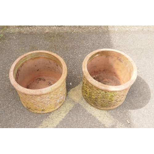 1100 - A pair of antique terracotta garden pots, 32cm high x 40cm diameter