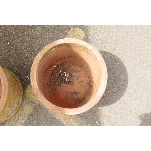 1100 - A pair of antique terracotta garden pots, 32cm high x 40cm diameter