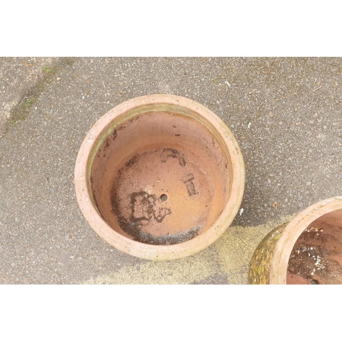 1100 - A pair of antique terracotta garden pots, 32cm high x 40cm diameter