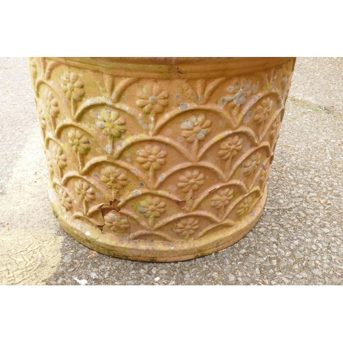 1100 - A pair of antique terracotta garden pots, 32cm high x 40cm diameter