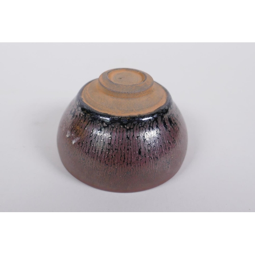 118 - A Chinese Jian kiln tea bowl with hare's fur glaze, 8cm diameter
