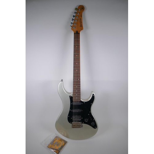 152 - A silver Yamaha Pacifica 112X electric guitar, 98cm long
