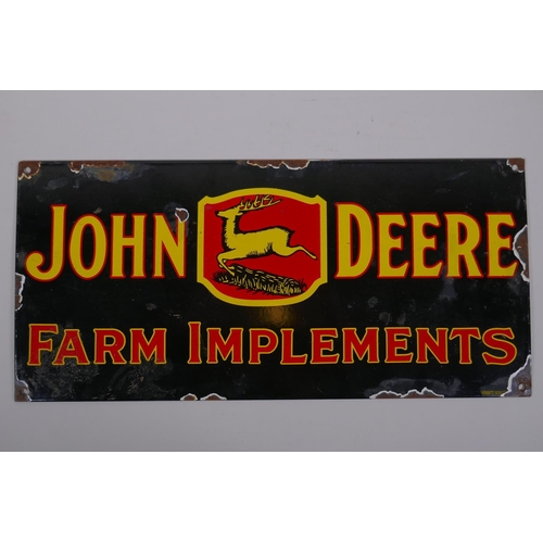 171 - A vintage style John Deere enamel advertising sign, 45 x 21cm