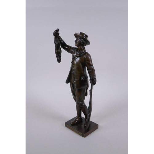 211 - After Charles Georges Ferville-Suan, (French, 1847-1925), Chasseur, bronze figure of a hunter holdin... 