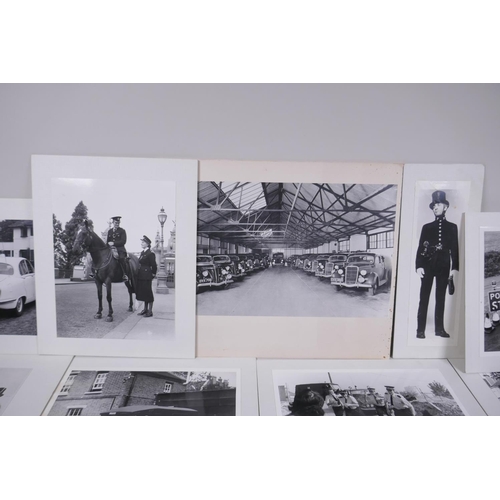 219 - A quantity of black and white photographs relating to policing, largest 29 x 17cm