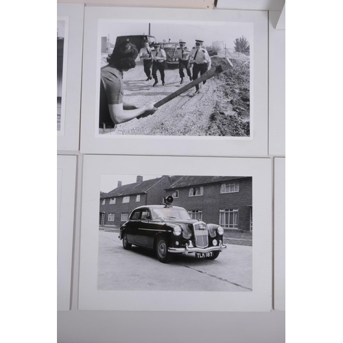 219 - A quantity of black and white photographs relating to policing, largest 29 x 17cm