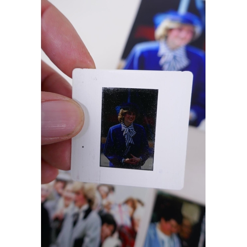 223 - A set of ten photographic slides depicting Princess Diana and a set of accompanying photographs, 10 ... 