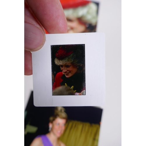 223 - A set of ten photographic slides depicting Princess Diana and a set of accompanying photographs, 10 ... 