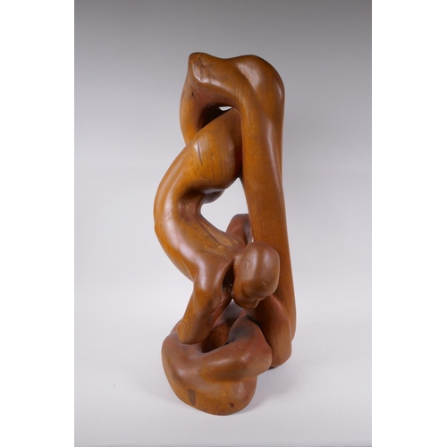 261 - A contemporary carved wood sculpture, signed H.Iles, '78, 64cm high