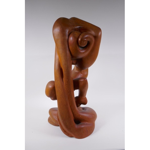 261 - A contemporary carved wood sculpture, signed H.Iles, '78, 64cm high