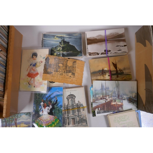 292 - A large quantity of postcards including topographical, art, greeting, advertising etc