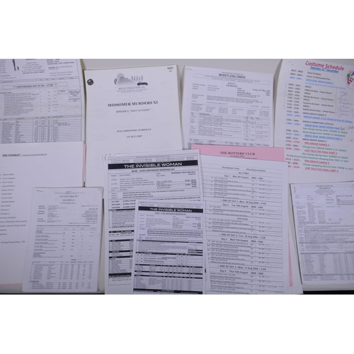 302 - A quantity of TV and film production sheets, shooting schedules and call sheets, including Strictly ... 