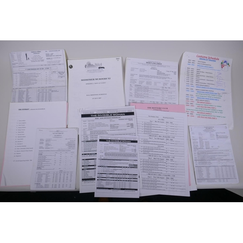 302 - A quantity of TV and film production sheets, shooting schedules and call sheets, including Strictly ... 