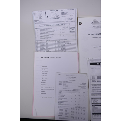 302 - A quantity of TV and film production sheets, shooting schedules and call sheets, including Strictly ... 