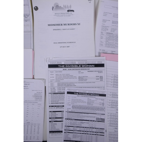 302 - A quantity of TV and film production sheets, shooting schedules and call sheets, including Strictly ... 