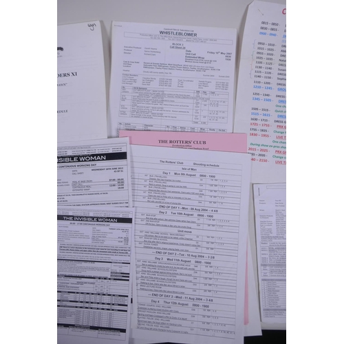 302 - A quantity of TV and film production sheets, shooting schedules and call sheets, including Strictly ... 