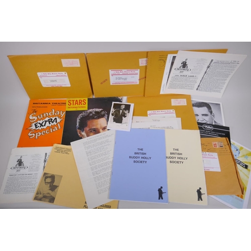 303 - A collection of Buddy Holly ephemera, and a signed postcard of Bill Haley