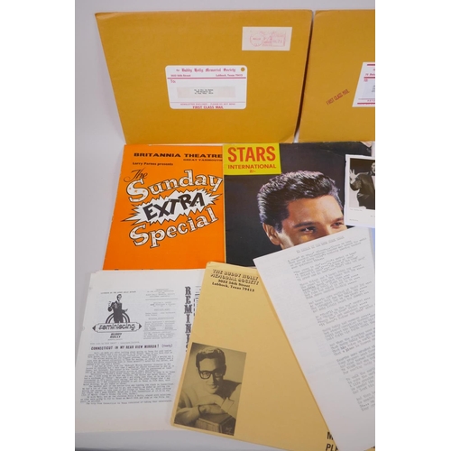 303 - A collection of Buddy Holly ephemera, and a signed postcard of Bill Haley