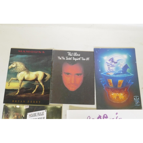 304 - Nine vintage concert programs including Genesis, Phil Collins, Bryan Ferry, David Lee Roth, Simple M... 