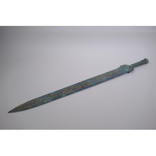 312 - A bronze Archaic style short sword, 62cm long