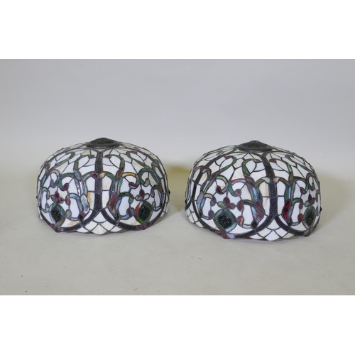 325 - A pair of Tiffany style glass ceiling lamp shades, 40cm diameter