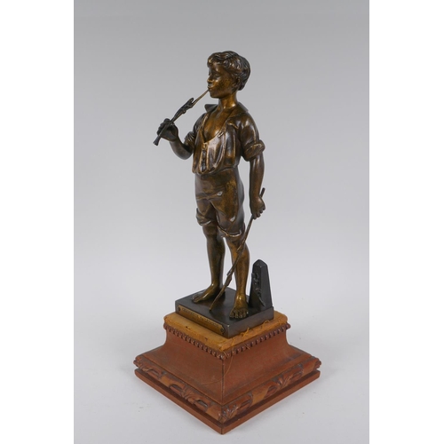 39 - After Adolphe Jean Lavergne, (French 1852-1901), Charmeur de Lezards, gilt bronze figure of lizard c... 