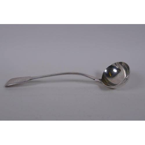 601 - A Georgian silver ladle by Samuel Hayne & Dudley Carter, London 1837, and a Georgian silver bast... 