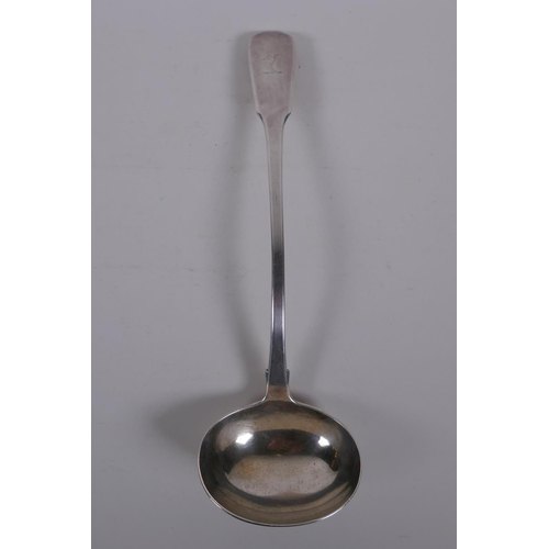 601 - A Georgian silver ladle by Samuel Hayne & Dudley Carter, London 1837, and a Georgian silver bast... 