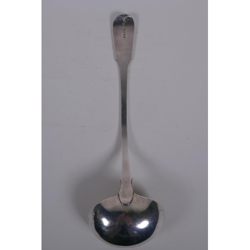 601 - A Georgian silver ladle by Samuel Hayne & Dudley Carter, London 1837, and a Georgian silver bast... 