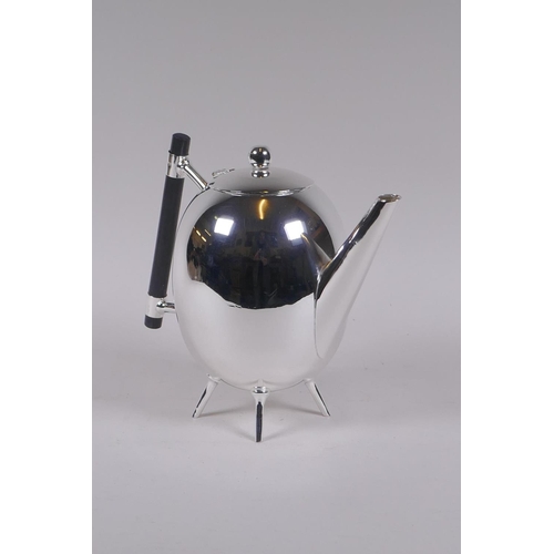 626 - A Christopher Dresser style silver plated teapot, 18cm high