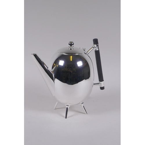 626 - A Christopher Dresser style silver plated teapot, 18cm high