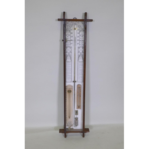 644 - An oak cased Admiral Fitzroy's barometer, 102 x 26