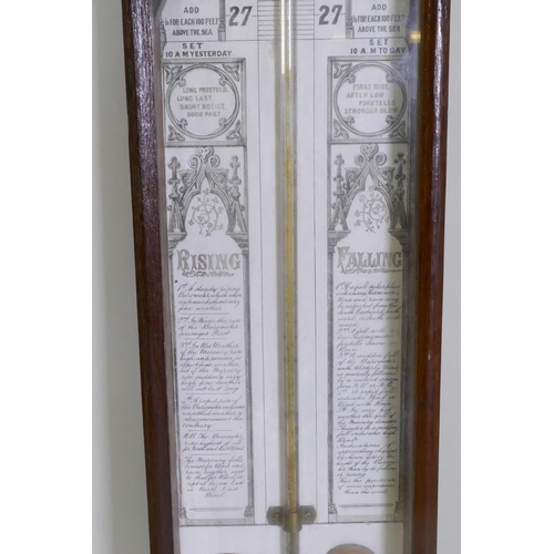 644 - An oak cased Admiral Fitzroy's barometer, 102 x 26