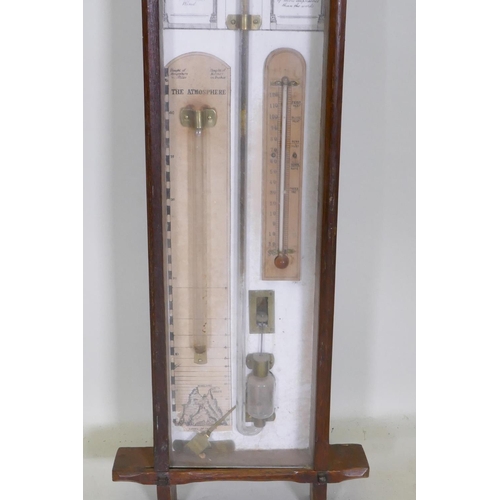 644 - An oak cased Admiral Fitzroy's barometer, 102 x 26