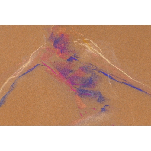 816 - In the manner of Elizabeth Frink, figure study, coloured chalk drawing, 21 x 30cm