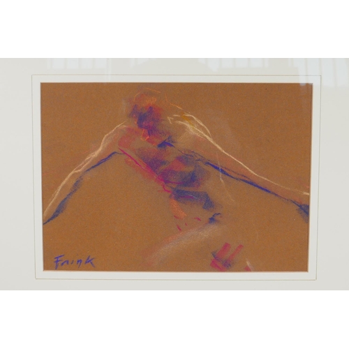 816 - In the manner of Elizabeth Frink, figure study, coloured chalk drawing, 21 x 30cm