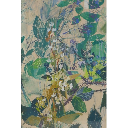 818 - A study of a wild dog rose, monogrammed A.E.C. gouache, 44 x 28cm