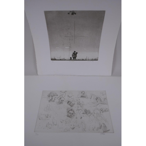 844 - Michael Fell (British, b.1939), The Hunter, limited edition pencil signed etching, 6/100, and anothe... 