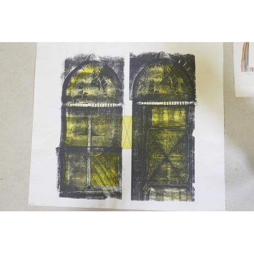 850 - Alan Cox, Megaliths 1, (19)72, contemporary print, together with four other large contemporary print... 