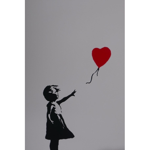 853 - After Banksy, Balloon Girl, copy screen print, by the West Country Prince, 70 x 50cm