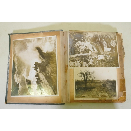 9 - A scrap book of photographs from the Great War, images of the Western Front, artillery and trenches,... 